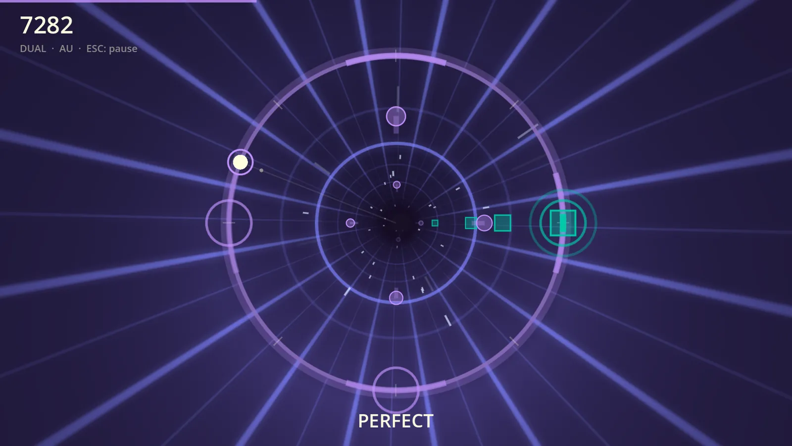 Ringwave in Dual mode: round notes and square notes flying toward the ring